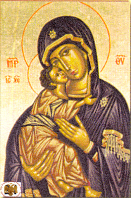 Holy Virgin Mary Panagia Vladimir Byzantine Wooden Icon on Canvas